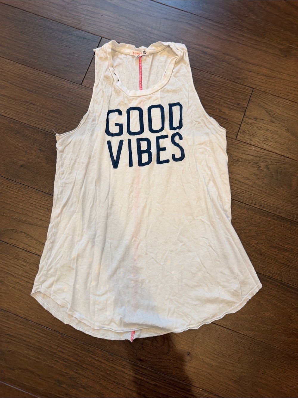 Sundry Tank Top with Navy GOOD VIBES Print Size Small - C72-044